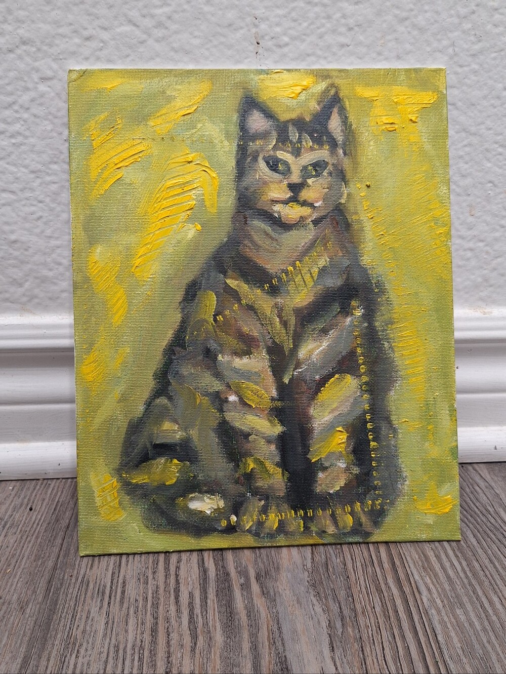 Original Oil Painting Hungry Cat 8x10
